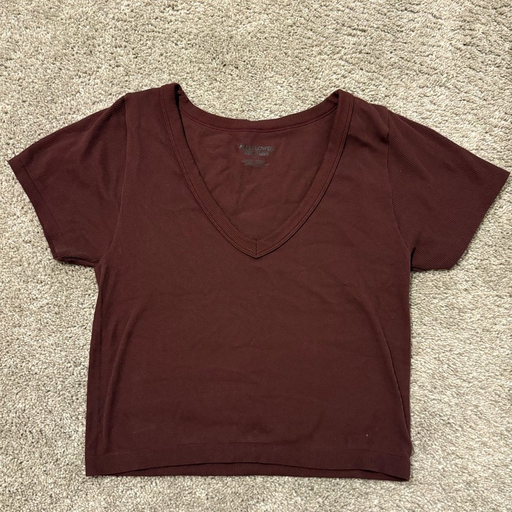 Wallflower Rich Brown V-Neck Short Sleeve Tee